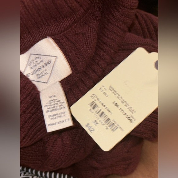 St. John's Bay Plus Womens Turtleneck Long Sleeve Cable Knit Pullover Sweate - Picture 3 of 4